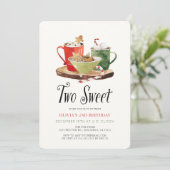 Invitation Two Sweet Christmas Cookies Cocoa Mug 2nd Birthday (Debout devant)
