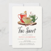 Invitation Two Sweet Christmas Cookies Cocoa Mug 2nd Birthday (Devant)
