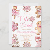 Invitation Two Sweet Gingerbread Cookie 2nd Birthday Party (Devant)