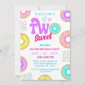 Invitation Two Sweet Sprinkle Doughnut Second Birthday Party (Devant)