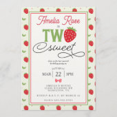 Invitation Two Sweet Strawberry 2nd Birthday Party (Devant)