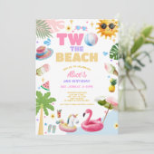 Invitation Two the Beach Tropical Summer 2nd Birthday Party  (Debout devant)