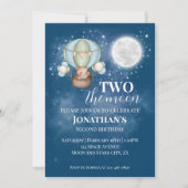 Invitation Two The Moon Boy Bear Balloon 2nd Birthday (Devant)