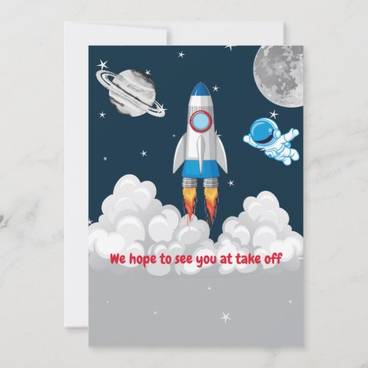 Invitation Two The Moon Boy Space Rocket 2e anniversaire (Dos)