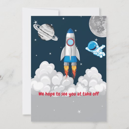 Invitation Two The Moon Boy Space Rocket 2nd Birthday  (Dos)