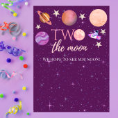 Invitation Two The Moon Girl Space Pink Planets 2nd Bday