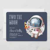 Invitation Two The Moon Modern Blue 2e anniversaire (Devant)