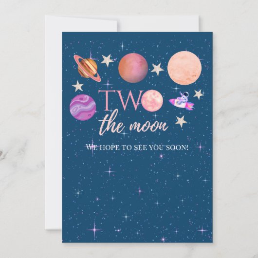 Invitation Two The Moon Outer Space Ship Planets 2nd Bday (Dos)