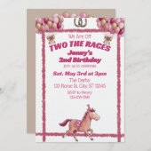Invitation Two The Races, Pink Horse 2nd Birthday (Devant / Derrière)