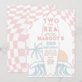 Invitation Two The Sea Modern Surf Surboard 2e anniversaire (Devant / Derrière)