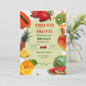 Invitation Two-tti Frutti | Anniversaire sur le thème des fru (Debout devant)