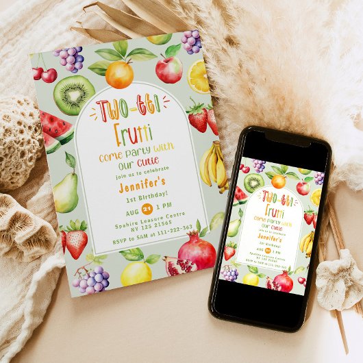Invitation Two-tti Frutti petits fruits mignons 2ème annivers