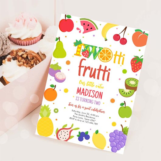 Invitation Two-tti Frutti Twotti Fruit Tropical 2e Anniversai