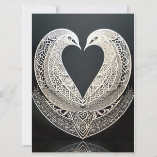 Invitation Two wedding doves forming a heart AI
