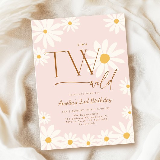 Invitation TWO Wild Daisy Floral 2nd Birthday