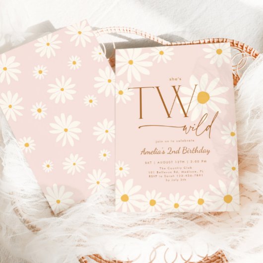 Invitation TWO Wild Daisy Floral 2nd Birthday
