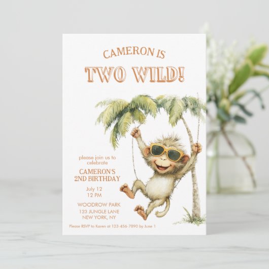 Invitation Two Wild Monkey Second Birthday (Debout devant)