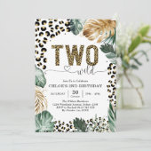 Invitation Two Wild Party Animals Leopard 2nd Birthday (Debout devant)