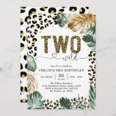 Invitation Two Wild Party Animals Leopard 2nd Birthday (Devant / Derrière)