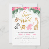 Invitation Two Wild - Pink Safari Girl's Second Birthday (Devant)