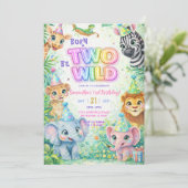 Invitation Two Wild Safari 2nd Birthday (Debout devant)
