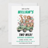 Invitation Two Wild Safari Animal 2nd Birthday Party (Devant)
