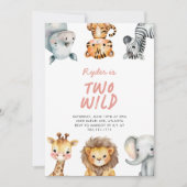 Invitation Two Wild Safari Animals 2nd Birthday (Devant)