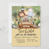 Invitation Two Wild Safari Animals Driving Car 2nd Birthday (Devant)