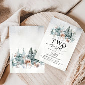 Invitation Two Wild Winter Woodland Animals 2nd Birthday