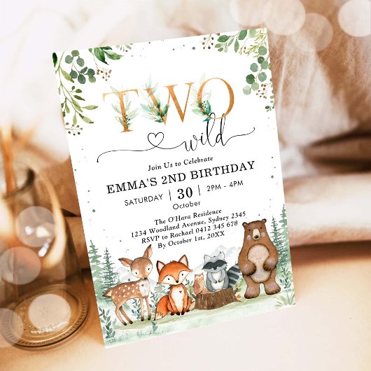 Invitation Two Wild Woodland Party Animals Boy 2nd Birthday