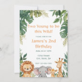Invitation Two Young Safari Jungle Animals 2nd Birthday (Devant)