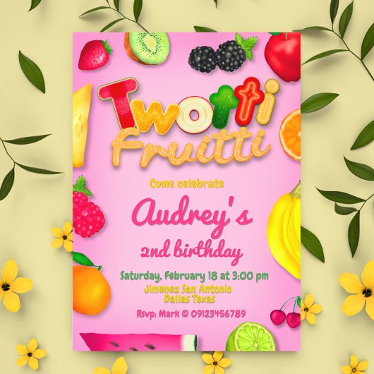 Invitation Twotti Fruitti - Fruits Anniversaire