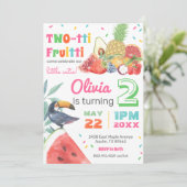 Invitation Twotti Fruitti Fruits tropicaux Toucan Anniversair (Debout devant)