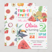 Invitation Twotti Fruitti Fruits tropicaux Toucan Anniversair (Devant / Derrière)