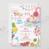 Invitation TWOtti Frutti 2e fête de la piscine d'anniversaire (Devant)