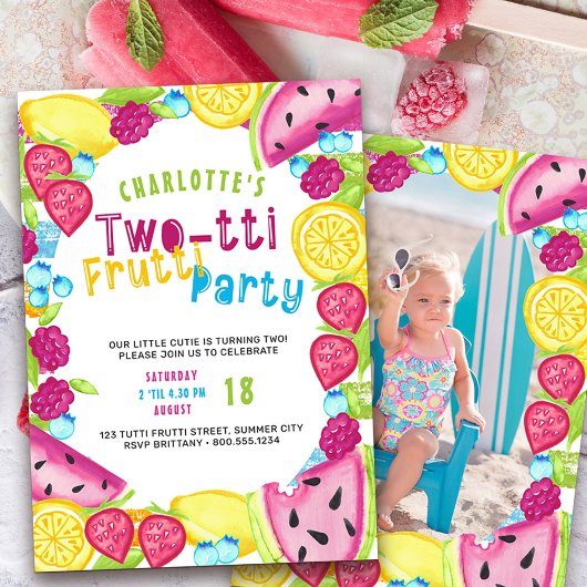Invitation TWOtti Frutti Party 2e anniversaire Photo