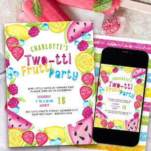 Invitation TWOtti Frutti Party Summer Fruit Cutie Turning 2