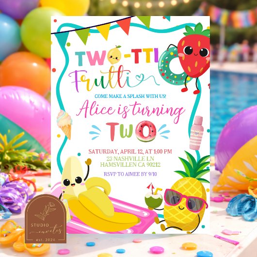 Invitation Twotti Frutti Pool Party Initaiton