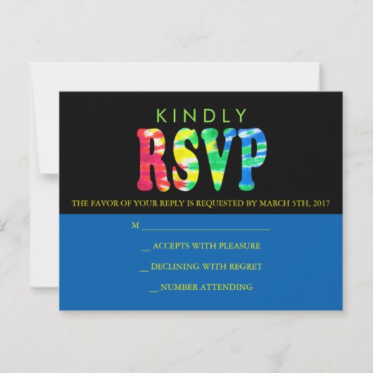 Invitation TYE DYE Bar Mitzvah Demande de réponse (Devant)