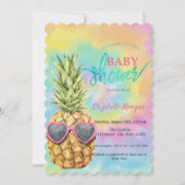 Invitation Tye-Dye Été Bébé Fille Pineapple Frais (Devant)