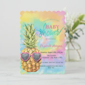 Invitation Tye-Dye Été Bébé Fille Pineapple Frais (Debout devant)