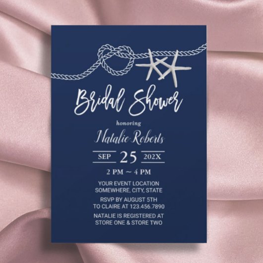 Invitation Tying Knot Beach Starfish Fête des mariées marine