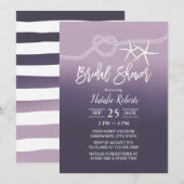 Invitation Tying Knot Beach Starfish Purple Fête des mariées (Devant / Derrière)