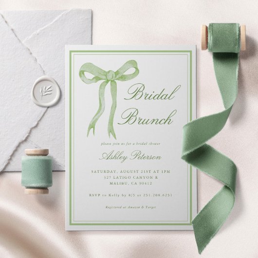 Invitation Tying Knot Bridal Brunch Fête des mariées verte