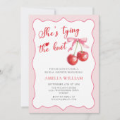 Invitation Tying Knot Chic Modern Cherry Fête des mariées (Devant)