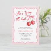 Invitation Tying Knot Chic Modern Cherry Fête des mariées (Debout devant)