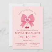 Invitation Tying Knot Coquette Cherry Charm Fête des mariées (Devant)