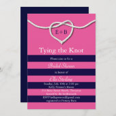 Invitation Tying Knot Fuchsia & Navy Fête des mariées Invitat (Devant / Derrière)
