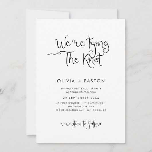 Invitation Tying Knot Whimsical Mariage manuscrit (Devant)