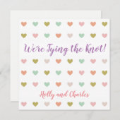 Invitation "Tying the Knot" avec Pastel Hearts (Devant / Derrière)